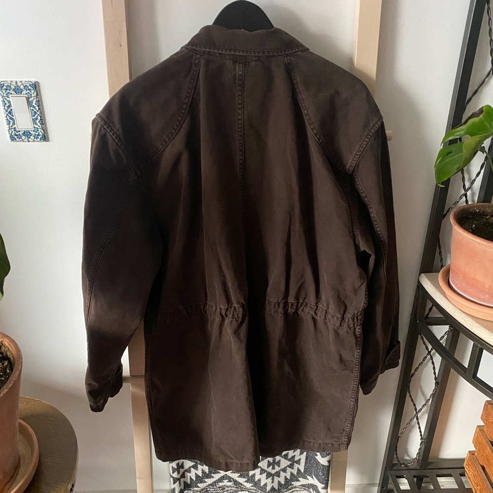 Women's Brown Utility Jacket - Casual Coat - Picture 4 of 14